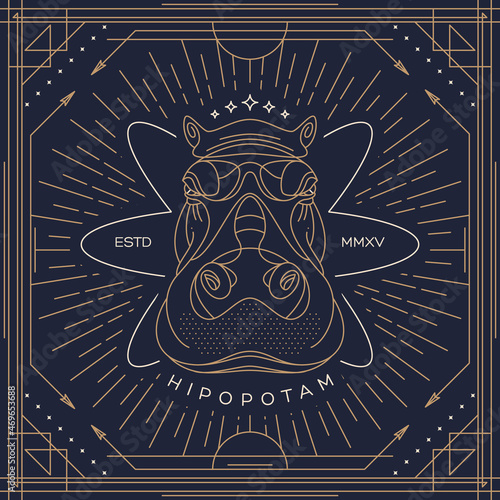 Vintage thin line animal label