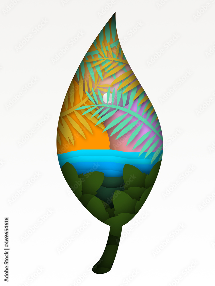 Obraz premium Forest Landscape In Leaf. Illustration Art.