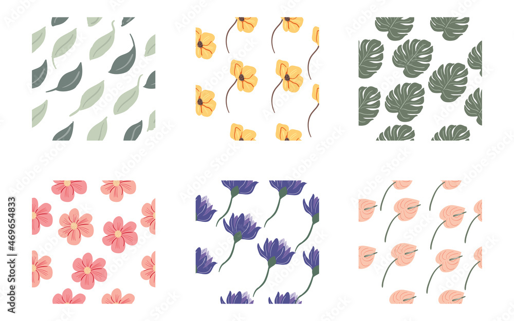 Fototapeta premium Pattern doodle flower with six model