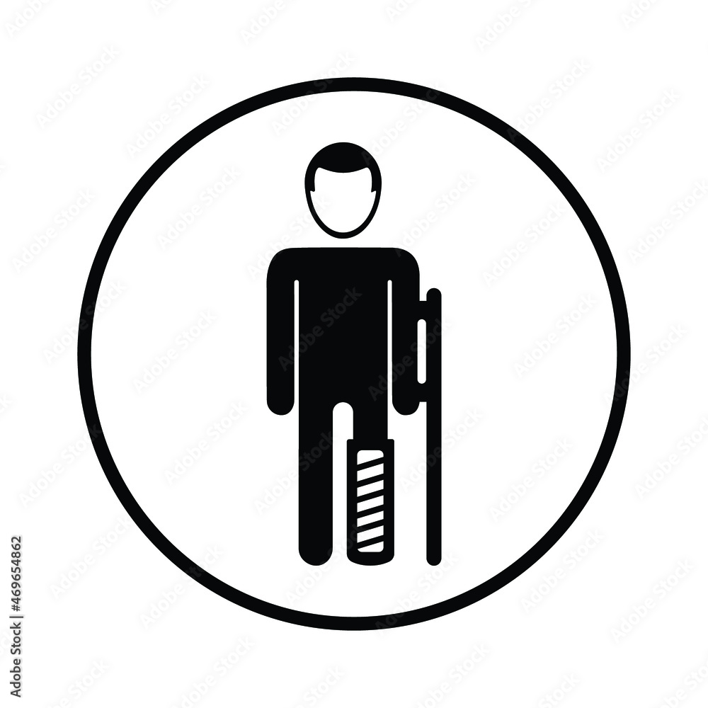 Leg, broken, patient, treatment, healthcare, medicine icon. Black vector design. Leg, broken, patient, treatment, healthcare, medicine icon. Black vector design.