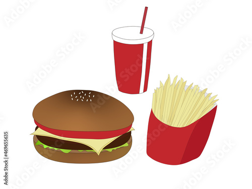 ハンバーガーとポテトドリンクセット