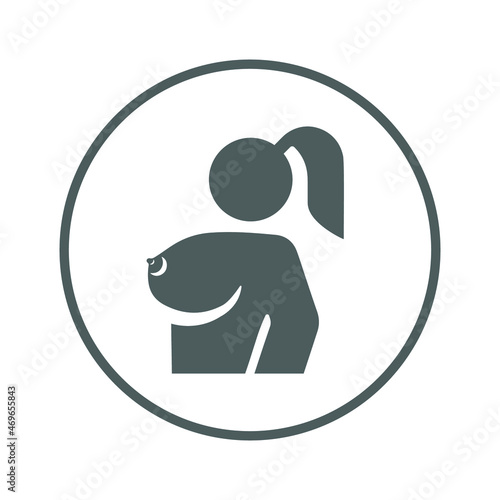 Erotic lady, mother tits icon. Gray vector design.