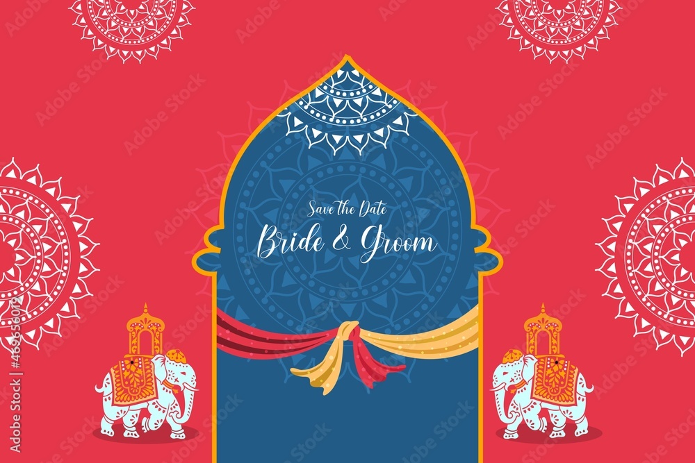 Indian Wedding Invitation Card Bride and Groom
