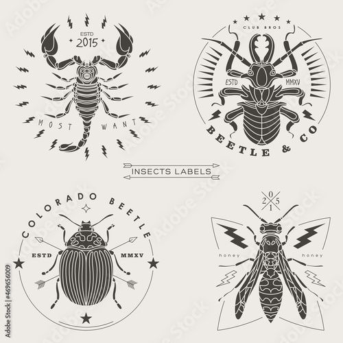 insects labels and badges