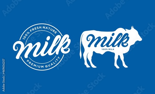 Milk hand written lettering logo label or badge. Design elements for grocery farm agriculture store and packaging