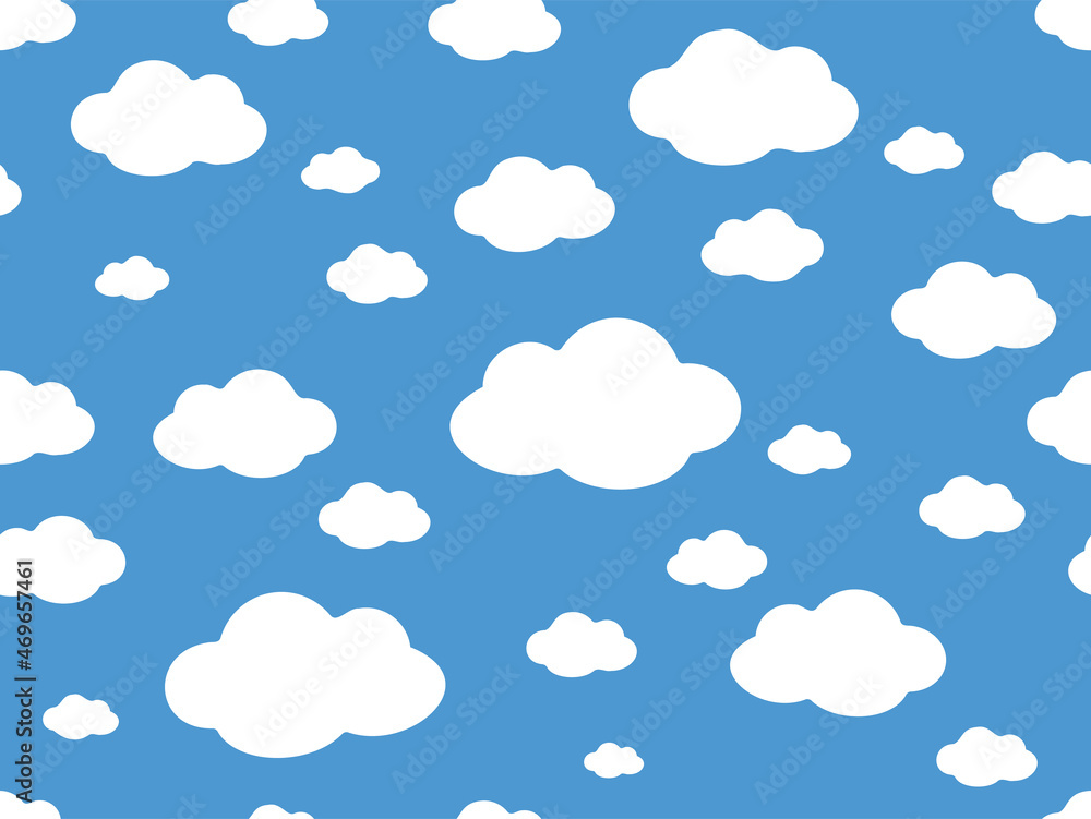 Cute Clouds Pattern - Endless Vector Background