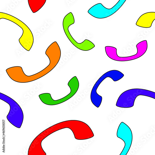 Colorful telephone seamless pattern on white background. Vector illustration.