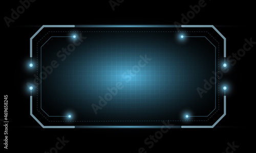 Abstract blue screen Hi-tech hologram frame technology background. Futuristic HUD technology frame background.