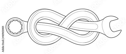 Obraz na płótnie Box wrench bent into eight knot