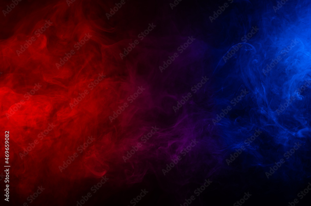 Fog in red blue neon light on black background. Fog in red blue neon light on black background.