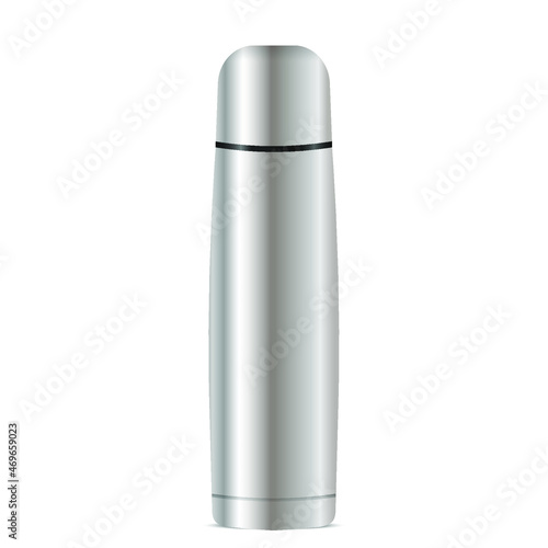 Stainless steel thermos mockup  vector 