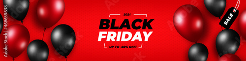 Black Friday 2021 banner with balloons
