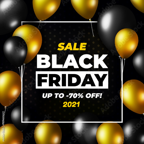 Black Friday 2021 banner with balloons
