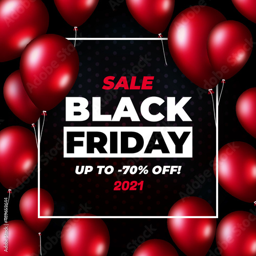 Black Friday 2021 banner with balloons
