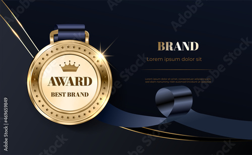 Winner award champion realistic golden trophy and crown template 