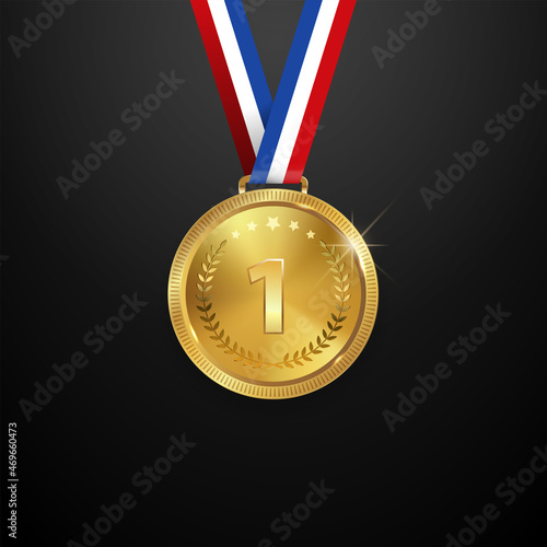 Realistic golden medal label of Success winner.