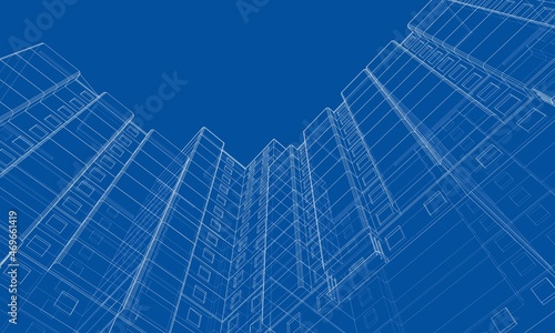 Wire-frame model of a multi-storey building