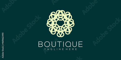 Yoga classes logo design made with leaves and flowers with simple lines boutique