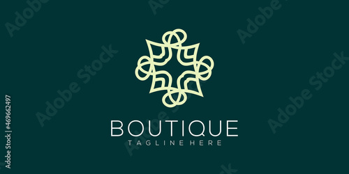 Yoga classes logo design made with leaves and flowers with simple lines boutique