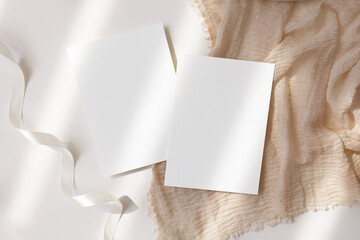 Wedding invitation mockup with two cards 5x7