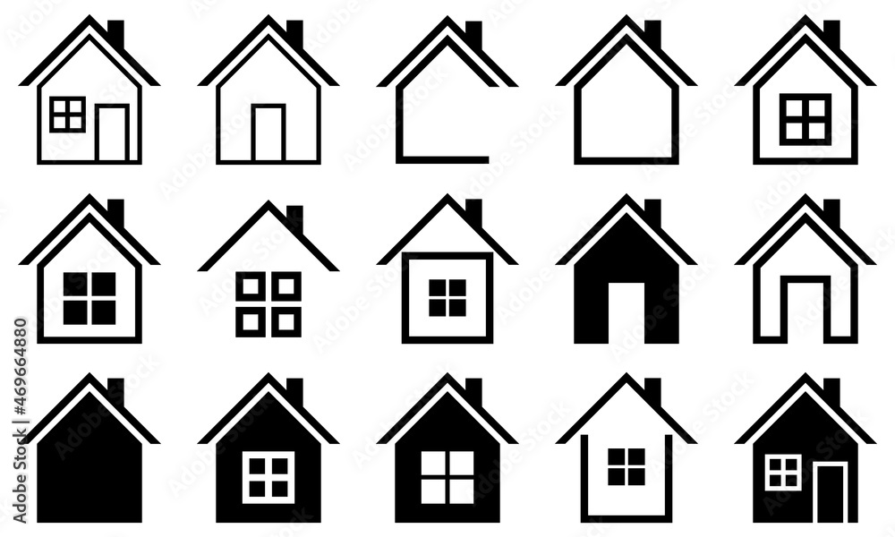Houses vector icons set logo symbols isolated on a white background