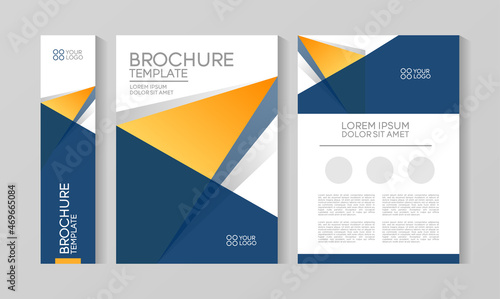 Flyer brochure design, business cover size A4 template, geometric tri-fold blue and orange color