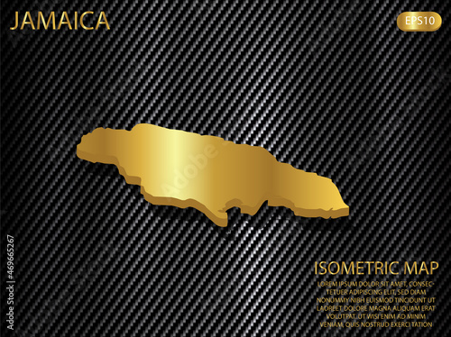isometric map gold of Jamaica on carbon kevlar texture pattern tech sports innovation concept background. for website, infographic, banner vector illustration EPS10