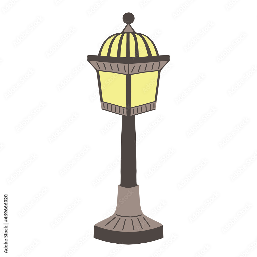 Gardening lamp. hand drawn lantern, doodle, vector
