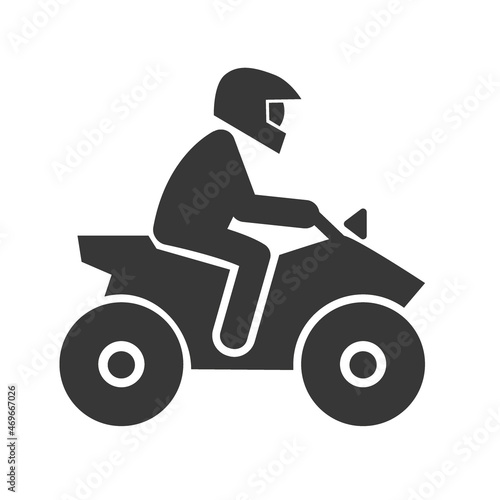 quad bike with operator - icon vector illustration