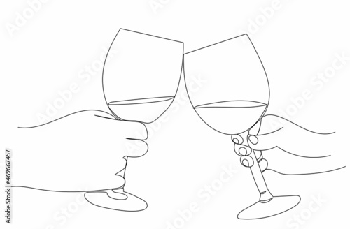 hands with glass one continuous line drawing vector, isolated