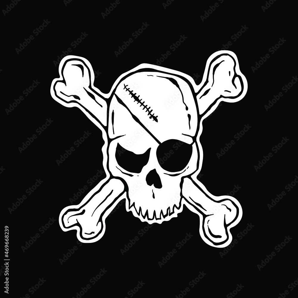 hand drawn pirate skull and crossbones, can be used for shirt designs, jackets, logos, etc hand drawn pirate skull and crossbones, can be used for shirt designs, jackets, logos, etc