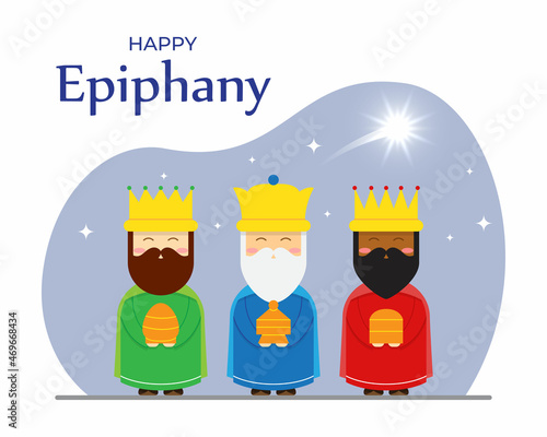 Vector illustration of Epiphany, Christian festival, three wise men