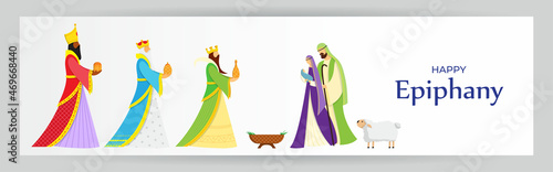 Vector illustration of Epiphany, Christian festival, three wise men