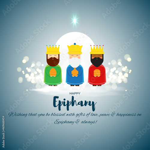 Vector illustration of Epiphany, Christian festival, three wise men