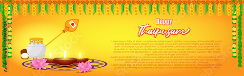Vector illustration concept of Happy Thaipusam or Thaipoosam greeting photo