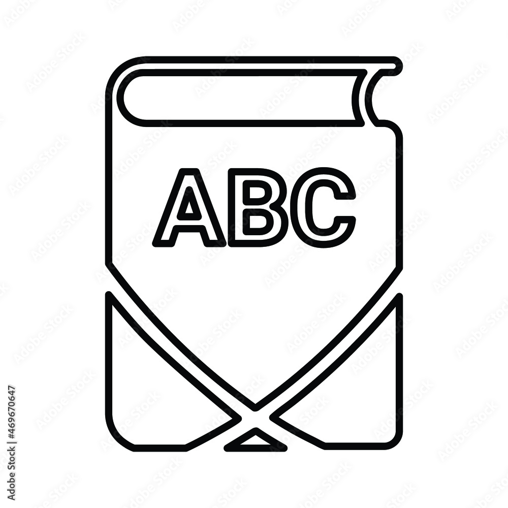 Book, notebook, ABC line icon. Outline vector. Book, notebook, ABC line icon. Outline vector.