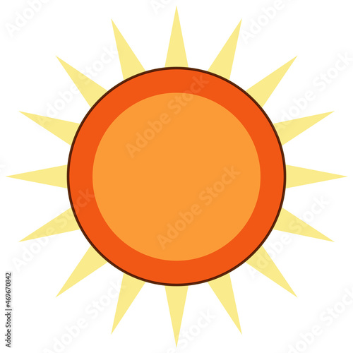 Simple sun symbol on white background
