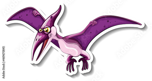 Pteranodon dinosaur cartoon character sticker