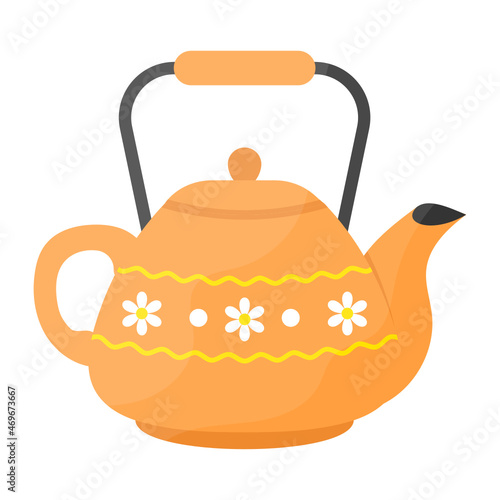 Clay Teapot Concept, Retro Team Maker Kettle Vector Color Icon Design, Winter Season activities Symbol, Coldest Weather Sign, Snow and frost Stock Illustration