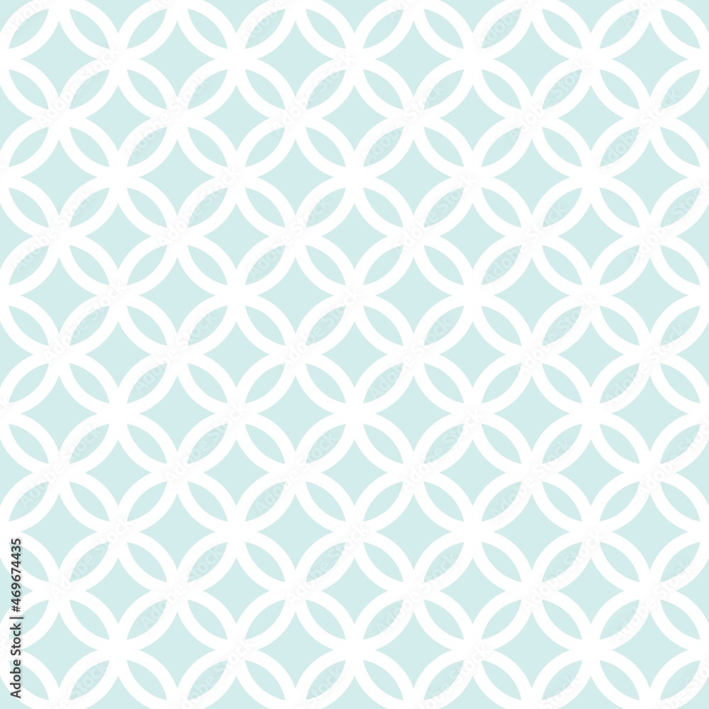 White line circles seamless pattern on the blue background. Vector illustration. Wrapping paper.