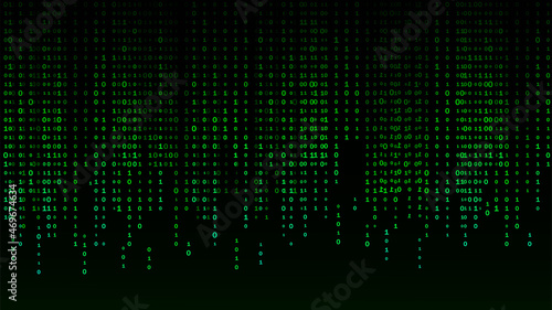 Technology vector binary code. Random falling digits on screen. Hacked software. Matrix sciense background. Big data analytics.