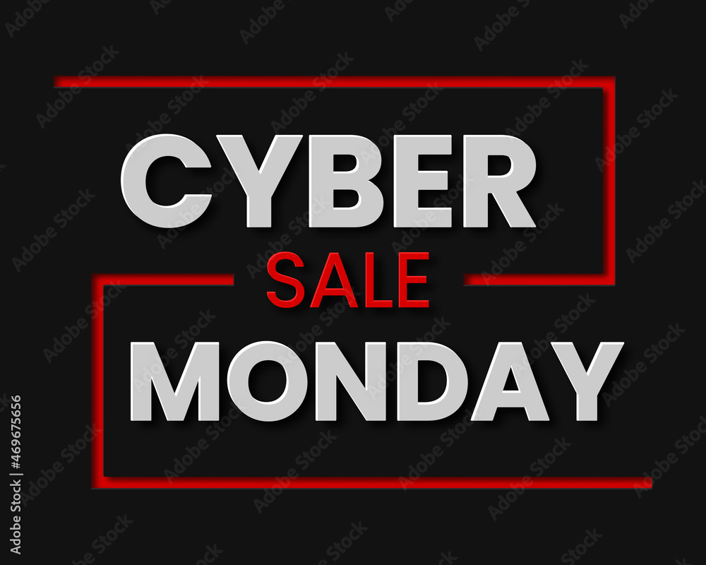 Cyber Monday Sale. Paper cut lettering at dark paper. For a poster or banner and greeting card in paper cut style.