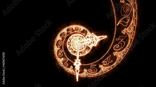 Classic fire spiral dial endlessly moving towards the camera.3D render