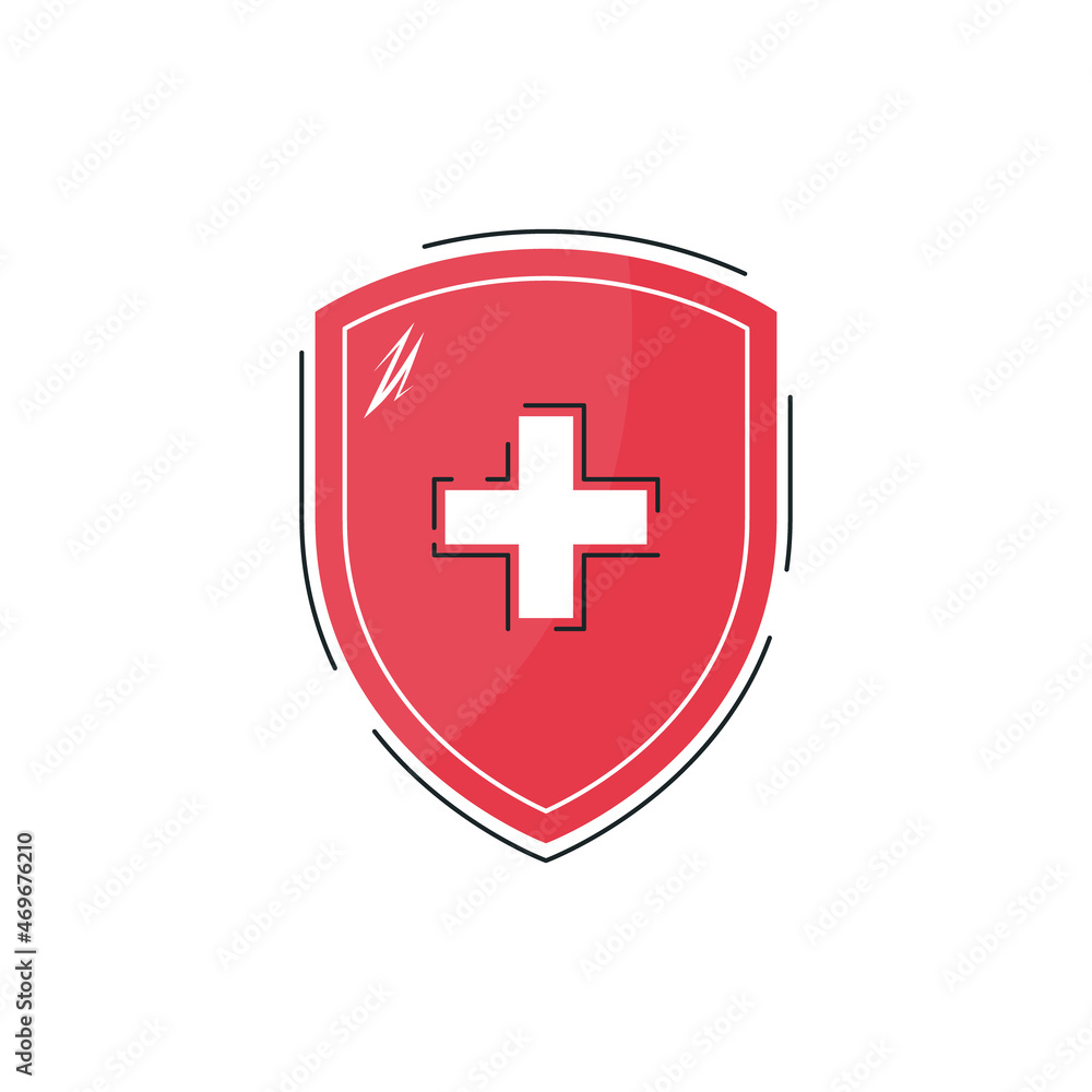 Immune shield concept in flat style, vector Immune shield concept in flat style, vector