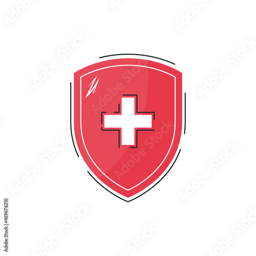 Immune shield concept in flat style, vector