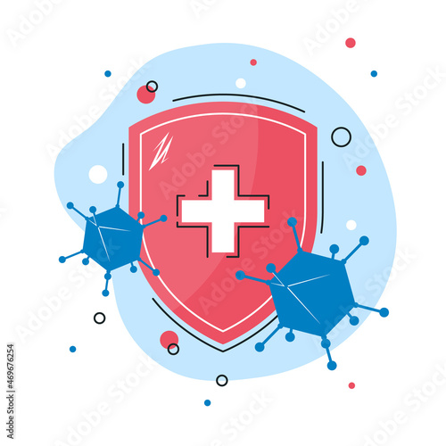 Immune shield concept in flat style, vector