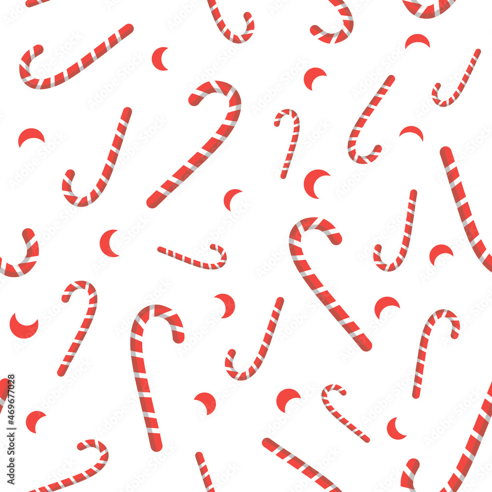 Christmas candy and red white balls simple drawing new year ornament seamless pattern Christmas candy and red white balls simple drawing new year ornament seamless pattern