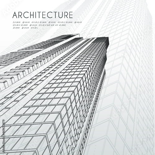 Architecture background high rise building sketch