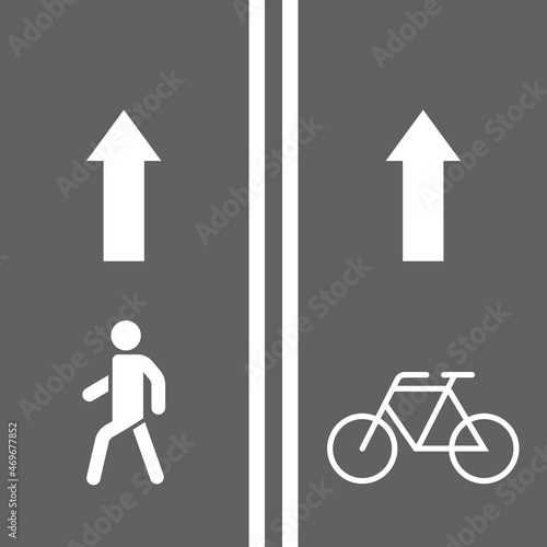 Road sign, pedestrian and bicyclist, vector.