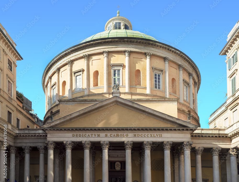 Basilica of San Carlo al Corso, a neoclassical Christian temple dedicated to San Carlo Borromeo, Milan, Italy.